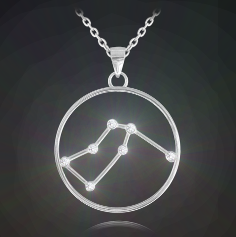 MINET Silver Necklace Star sign of Aquarius Bohemian crystal JMAS9502SN45