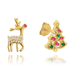 MINET Christmas gold plated silver earrings SOB and DREAM JMAS8044GE00