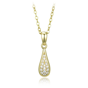 MINET Gold-Plated Silver Necklace with a Teardrop Pendant and White Zirconia JMAS0345GN45