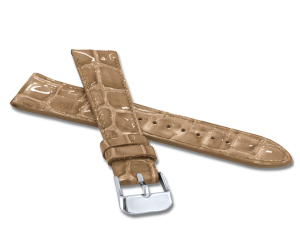 LAVVU LSAGF12 Glossy Beige Stitched CROCO OCALA Strap Made of Premium Top Grain Leather – 12 mm