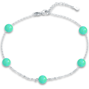 MINET Silver ankle chain with green opals JMAS0155GB24