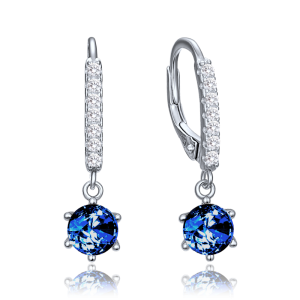 MINET Elegant silver earrings with dark blue and white zirconia stones JMAS0333BE00