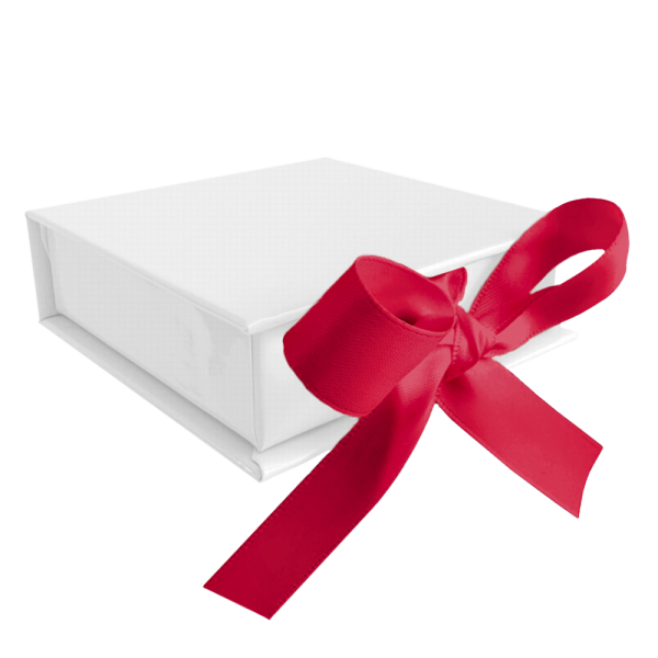 MINET XBJXWV2 Bílá magnetická krabička na šperky s tmavě růžovou stuhou