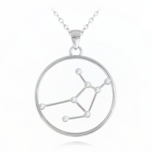 MINET Stříbrný náhrdelník Stars znamení PANNA Czech Crystal JMAS9509SN45