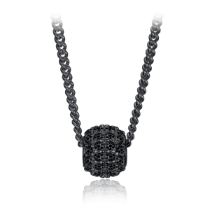 MINET Elegantný čierny rhodiovaný strieborný náhrdelník so zirkónmi JMAS0322BN45