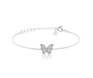 MINET Silver butterfly bracelet with cubic zirconia JMAD0045SB14