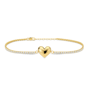 MINET Jemný zlatý náramok s motívom srdca JMG0324WGB19