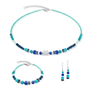 Wave Precious Flow silver-teal COEUR DE LION earrings 3046/21-0607