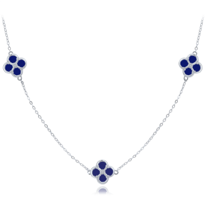 MINET Strieborný náhrdelník štvorlístky s lapisom JMAS7058BN50