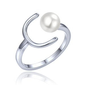 MINET Strieborný prsteň s prírodnou perlou, veľkosť 58 JMAS7060SR58