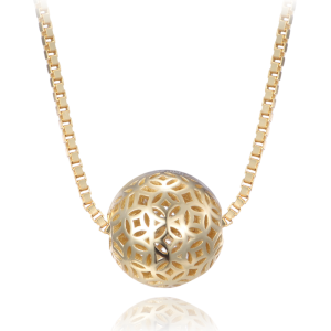 MINET Pozlacený stříbrný náhrdelník kulička  JMAS0217GN45