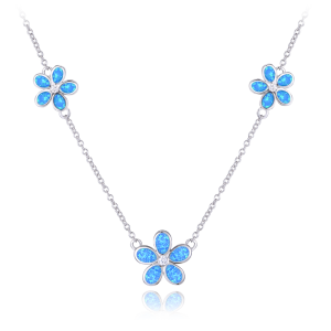 MINET Strieborný náhrdelník s modrými opálmi JMAD0043BN38