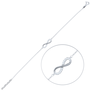 MINET Elegantní zlatý náramek z bílého zlata nekonečno s bílými zirkony Au 585/1000 1,15g JMG0266WSB17