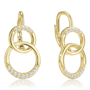 MINET Luxusné pozlátené strieborné náušnice s bielymi zirkónmi JMAS0307GE00