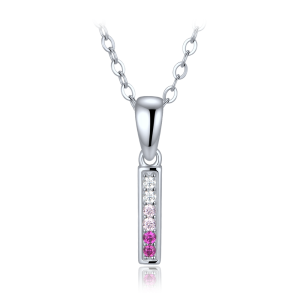 MINET Children's Silver Necklace with White and Pink Zircon JMAD0071PN35