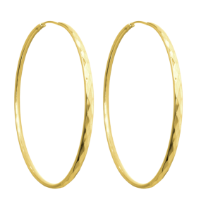MINET Gold-plated cut silver earrings CIRCLES 5 cm JMAN0233GE05