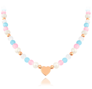 MINET Strieborný náhrdelník z ružového zlata s prírodnými perlami a farebnými korálkami - Ag 925/1000 21,60g JMAN7006RN45