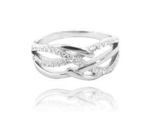 MINET Luxusní stříbrný prsten s bílými zirkony vel. 69 JMAN0049SR69