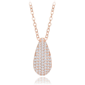 MINET Rose gold stříbrný náhrdelník kapka s bílými zirkony JMAN0565YN42