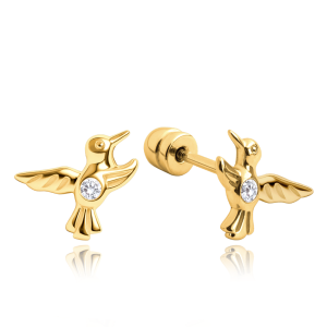 MINET Zlaté náušnice s kolibríkom Au 585/1000 1,10 g JMG0345WGE00