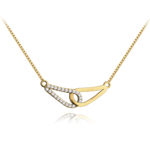 MINET Pozlacený propletený stříbrný náhrdelník s bílými zirkony JMAN0351GN45