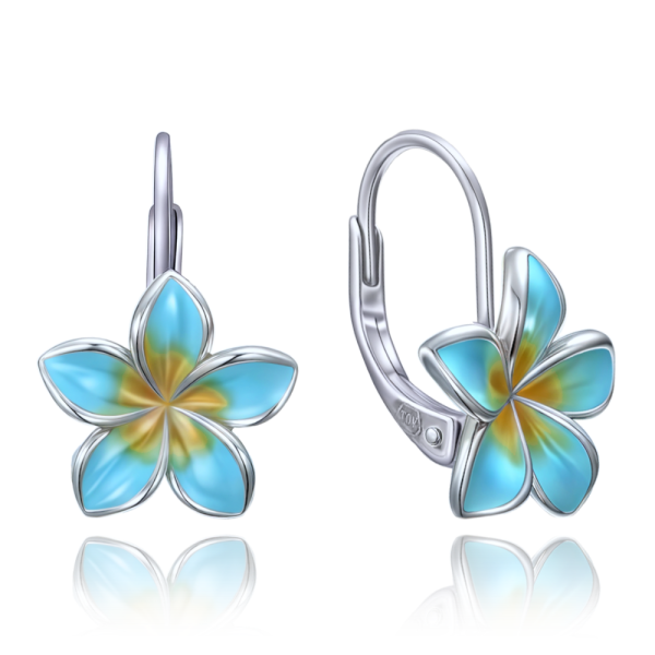 MINET Modern silver earrings blue flowers JMAS5071BE00