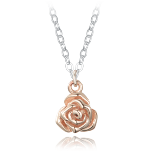 MINET Decentný strieborný náhrdelník s ružami v kombinácii s ružovým zlatom JMAS5068RN45