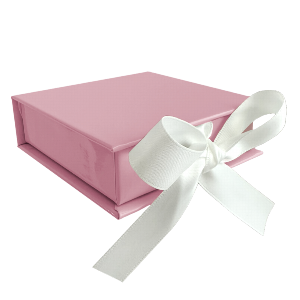 MINET XBJXPW2 Růžová magnetická krabička na šperky s bílou stuhou