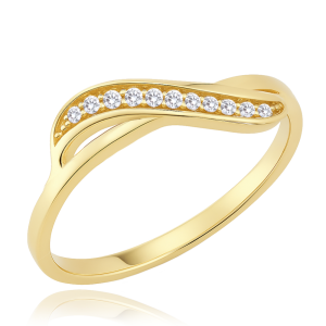 MINET Luxusný zlatý prsteň s bielymi zirkónmi Au 585/1000 veľkosť 61 - 1,40 g JMG0292WGR61