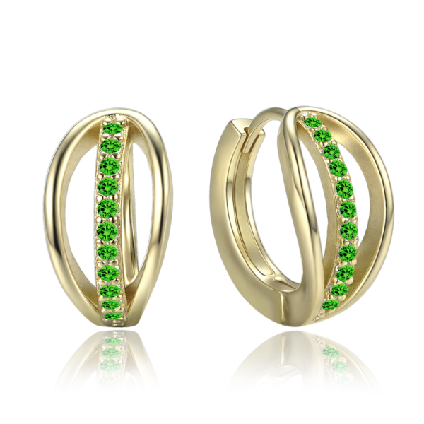 MINET Gold-plated silver hoop earrings with green zircons JMAN0672ZE00
