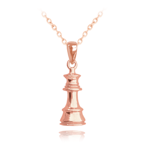 MINET Ružovo-zlatý strieborný náhrdelník CHESS - QUEEN JMAN0299RN45