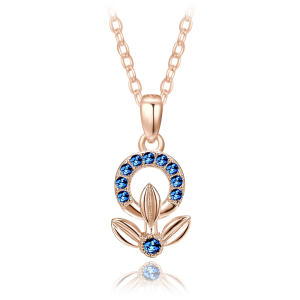 MINET Rose gold silver flower necklace with blue cubic zirconia JMAS0248RN42