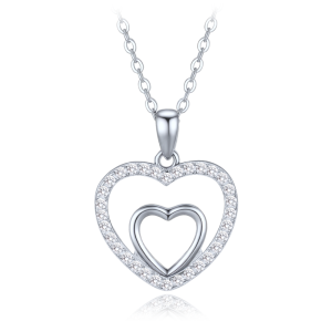 MINET Silver heart necklace with zircons JMAN0670SN45