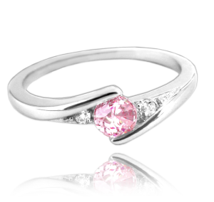 MINET Elegant silver ring with pink cubic zirconia size 45 JMAN0046PR45