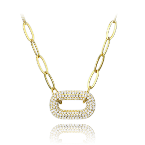 MINET Luxury gold plated silver necklace with white zircons JMAS0290GN45