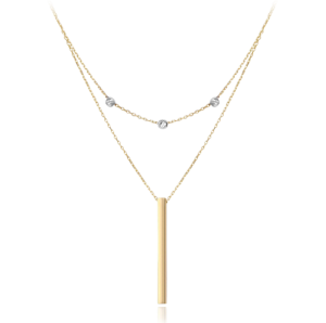 MINET Zlatý dvojitý náhrdelník s tyčinkou a korálkami z bieleho zlata Au 585/1000 2,00g JMG0101WGN45