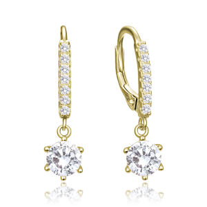 MINET Elegant gold-plated silver earrings with white zirconia JMAS0333GE00