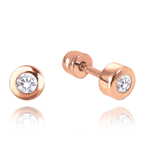 MINET Gold earrings on a screw made of rose gold with white zircons Au 585/1000 1,20g JMG0150WRE00