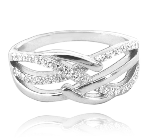 MINET Luxusní stříbrný prsten s bílými zirkony vel. 69 JMAN0049SR69