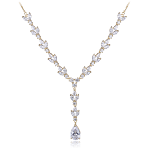 MINET Luxusní pozlacený stříbrný náhrdelník se zirkony Ag 925/1000 16,25g JMAS0213GN45