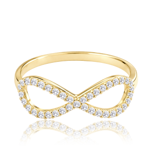 MINET Elegant gold infinity ring with cubic zirconia, 585/1000 gold, size 58 – 1.65 g JMG0121WGR58