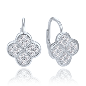 MINET JMAS7058SE00 Silver Clover Earrings with White Zircons