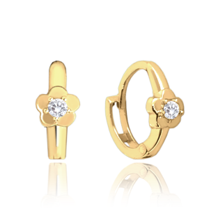 MINET Gold flower earrings with white zircons JMG0116WGE01