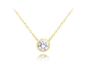 MINET Decentný pozlátený strieborný náhrdelník s bielym zirkónom JMAS0096GN45