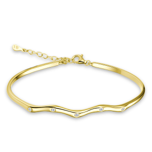 MINET Elegant Wavy Gold-Plated Silver Bracelet with White Zircon JMAS0358GB17