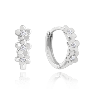 MINET White gold flower earrings with white cubic zirconia JMG0111WSE01