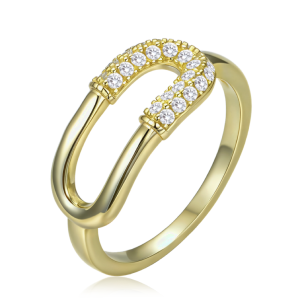 MINET Luxusný pozlátený strieborný prsteň so zirkónmi, veľkosť 57 JMAS0330GR57