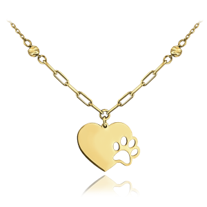 MINET Gold heart necklace with paw Au 585/1000 1,75g JMG0105WGN45