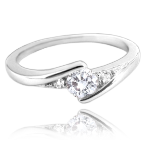 MINET Elegantný strieborný prsteň s bielym zirkónom veľkosť 59 JMAN0046SR59