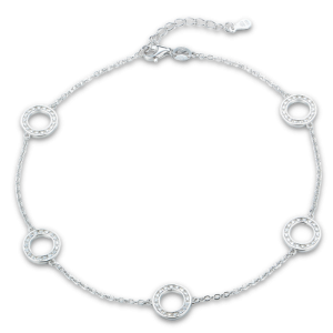 MINET Silver ankle chain with rings and white zircons JMAS0182SB25
